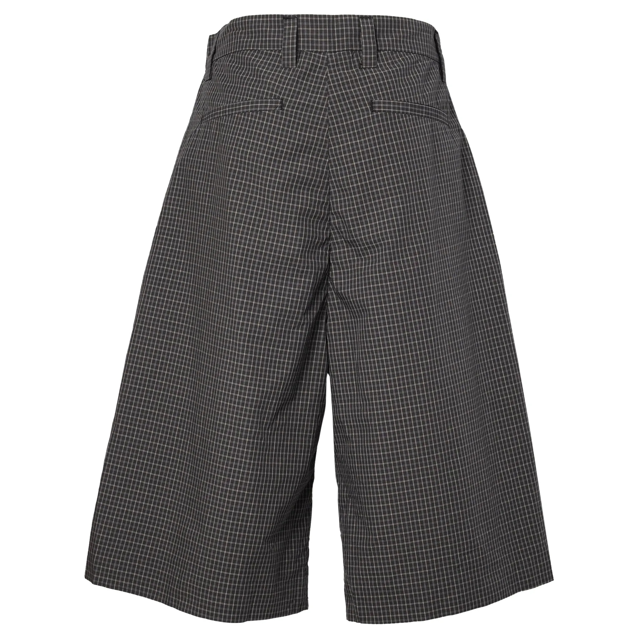 UNISEX TAILORED MINI PLAID SKATE SHORTS / BLACK