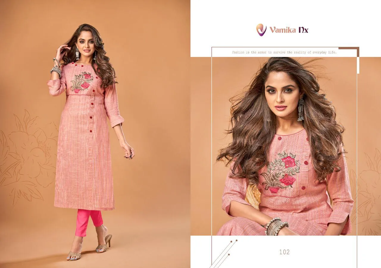 Vamika Nx Presents Rosy Pure Cotton Casual Wear Kurtis Collection