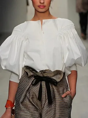 Wenkouban-Christmas Thanksgiving Puff Sleeves Buttoned Solid Color Blouses&Shirts Tops