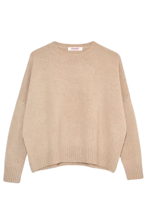 Wide Cashmere Pullover in Beige Melange