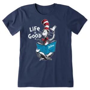Women's Cat in the Hat Reading Short Sleeve Crusher Tee