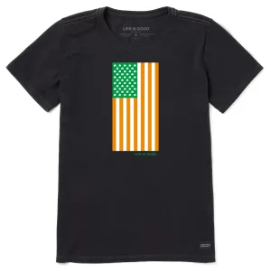 Women's Irish American Flag Vertical Short Sleeve Crusher Tee