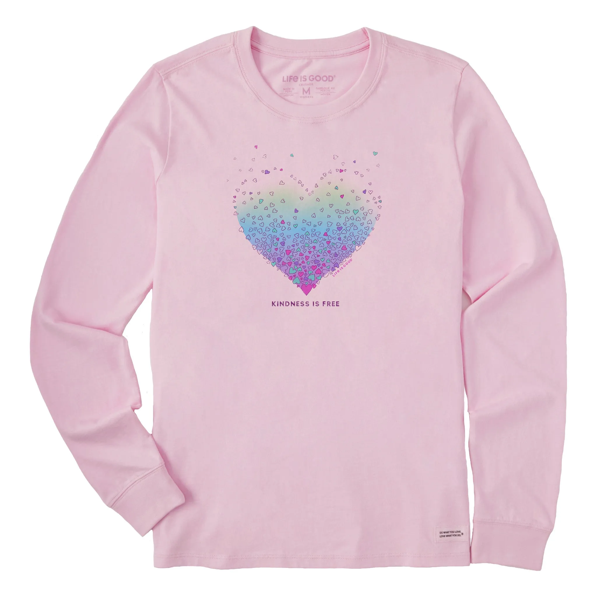 Women's Kindness is Free Evaporating Heart Long Sleeve Crusher Tee
