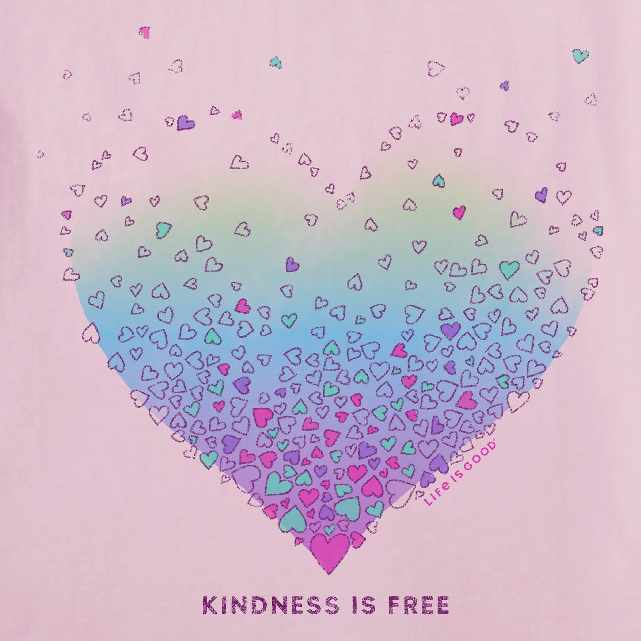 Women's Kindness is Free Evaporating Heart Long Sleeve Crusher Tee