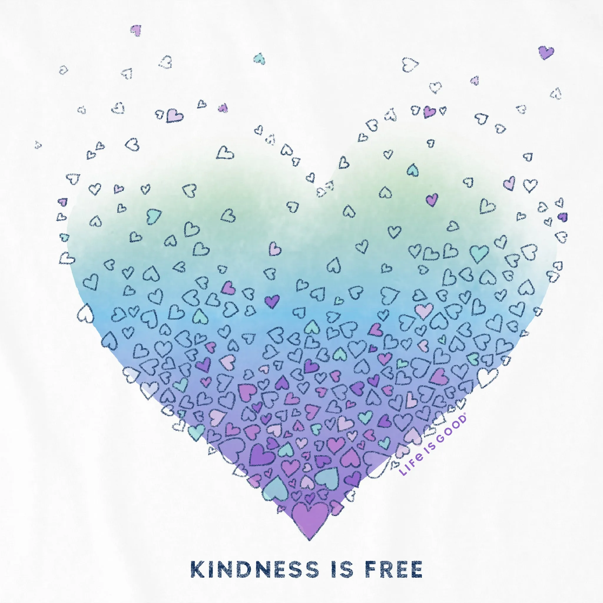 Women's Kindness is Free Evaporating Heart Long Sleeve Crusher Tee