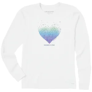 Women's Kindness is Free Evaporating Heart Long Sleeve Crusher Tee