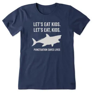 Women's Let's Eat, Kids Shark Short Sleeve Crusher Tee