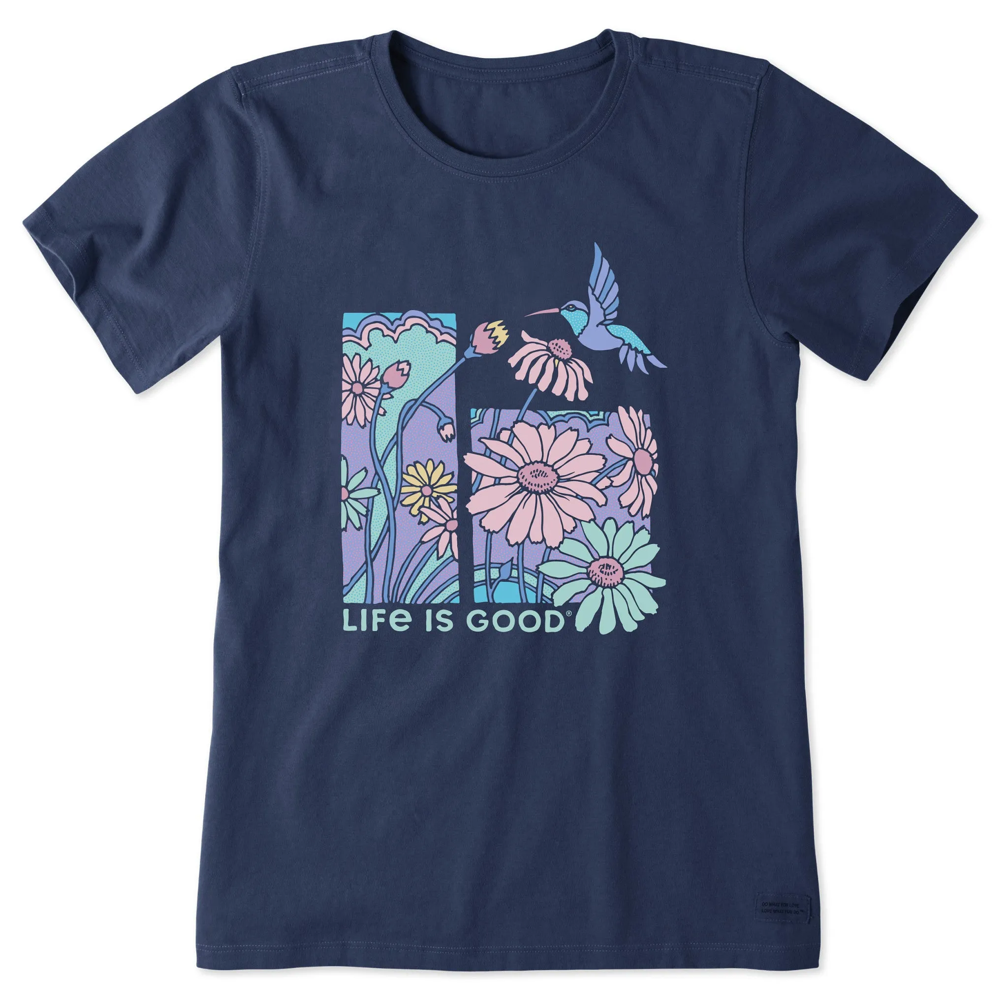 Women's Life is Good Hummingbird Short Sleeve Crusher Tee