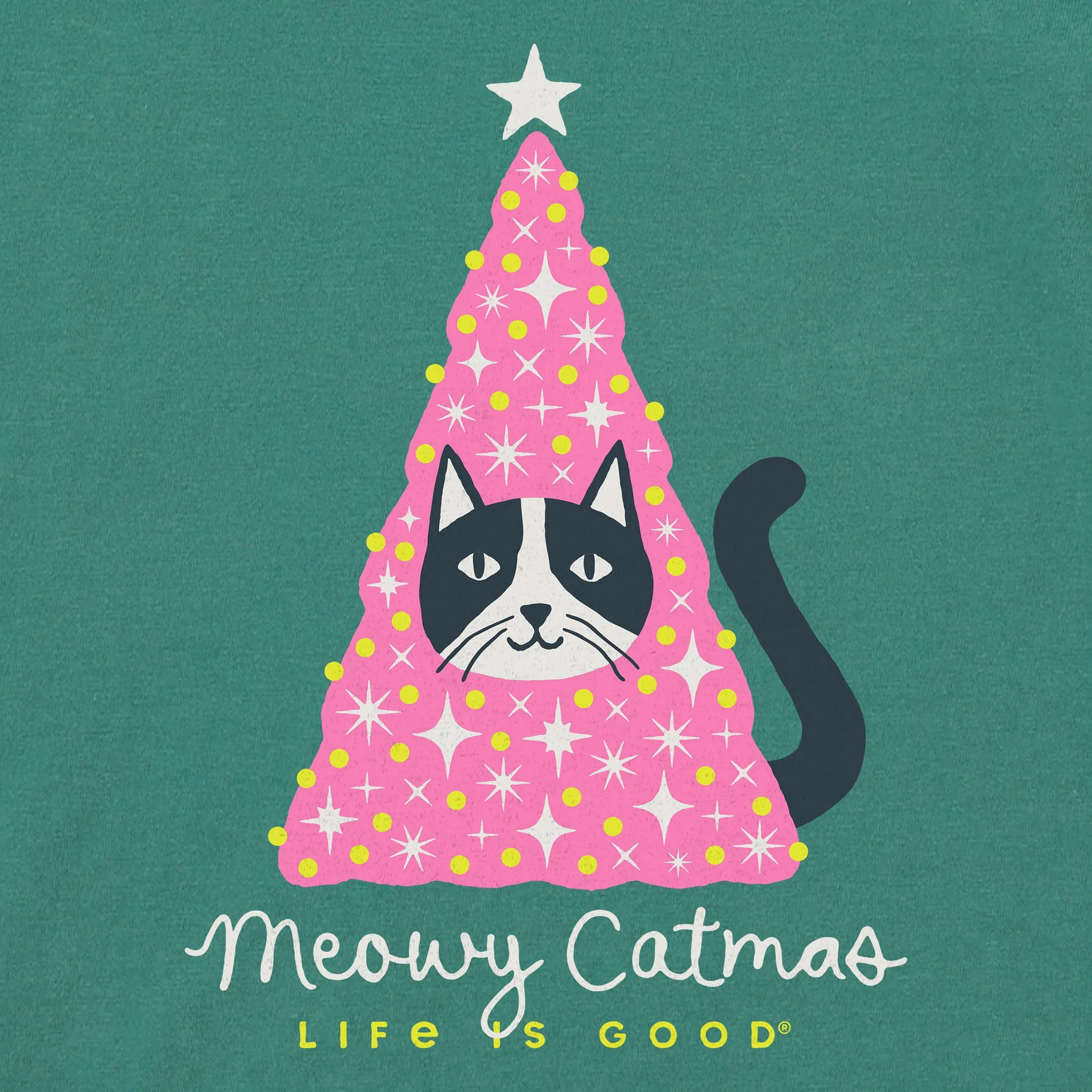 Women's Meowy Catmas Tree Short Sleeve Crusher Tee