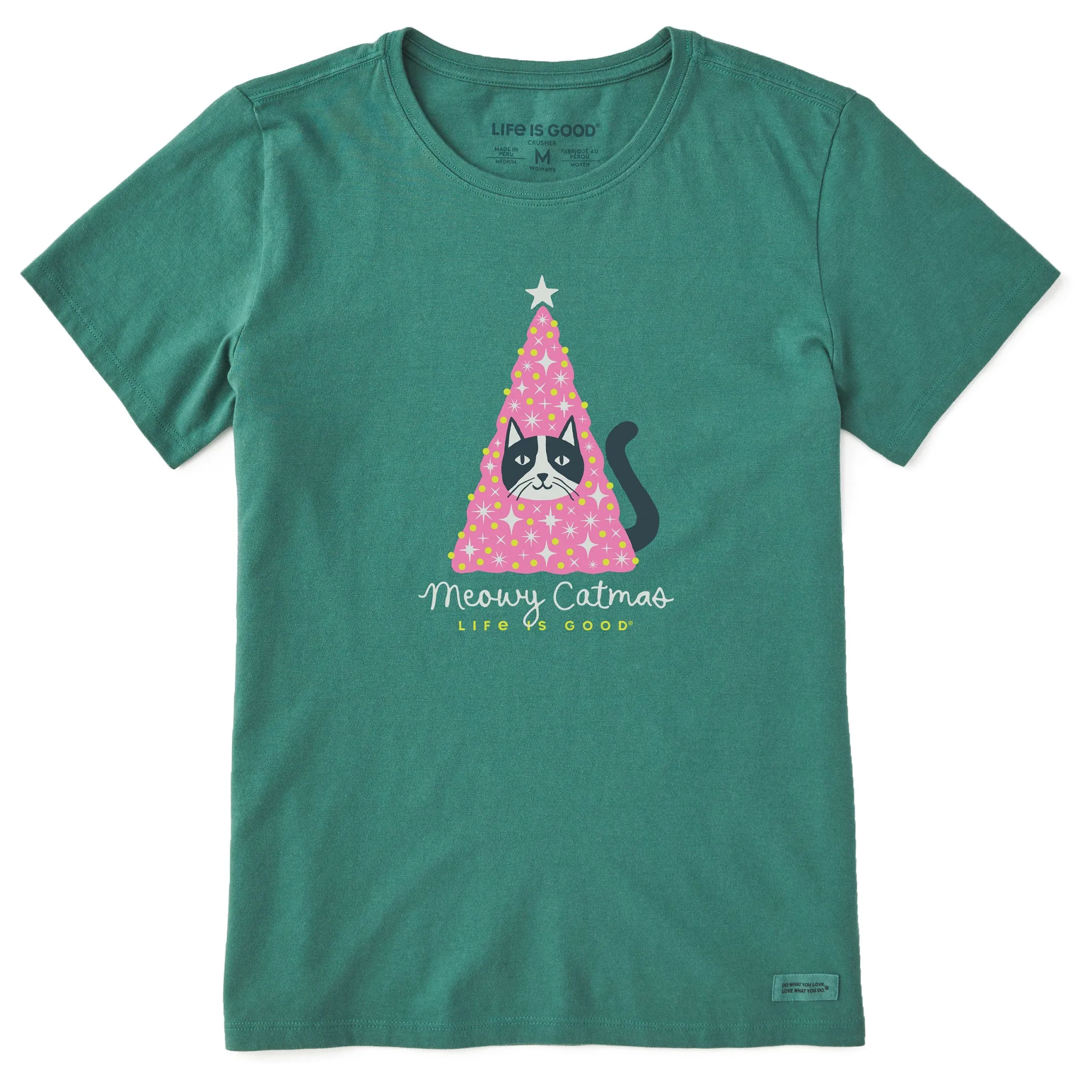 Women's Meowy Catmas Tree Short Sleeve Crusher Tee