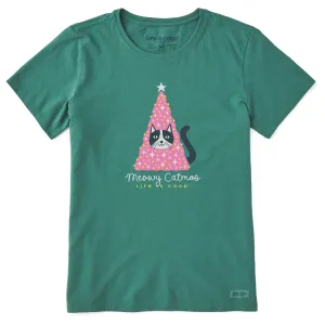 Women's Meowy Catmas Tree Short Sleeve Crusher Tee