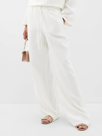Wrap Pockets Solid Color Round-Neck Shirts Tops&Pants Two Pieces Set