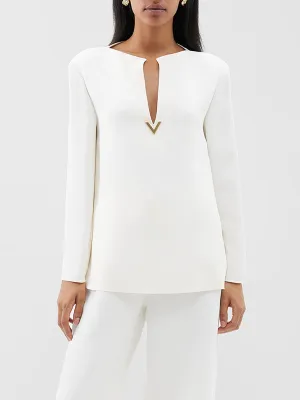 Wrap Pockets Solid Color Round-Neck Shirts Tops&Pants Two Pieces Set