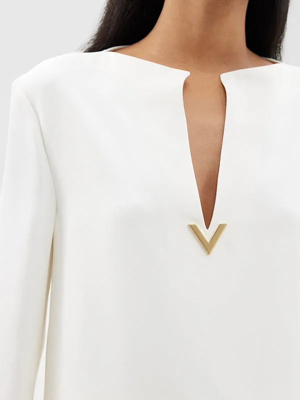 Wrap Pockets Solid Color Round-Neck Shirts Tops&Pants Two Pieces Set