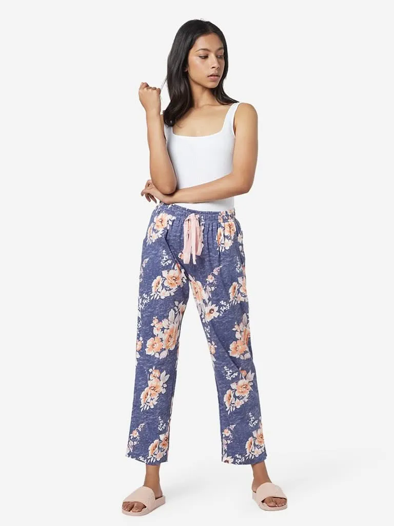 Wunderlove Blue Floral Design Pyjamas