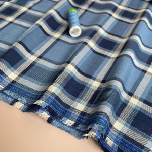Yarn Dyed Blue Check Viscose Twill Fabric