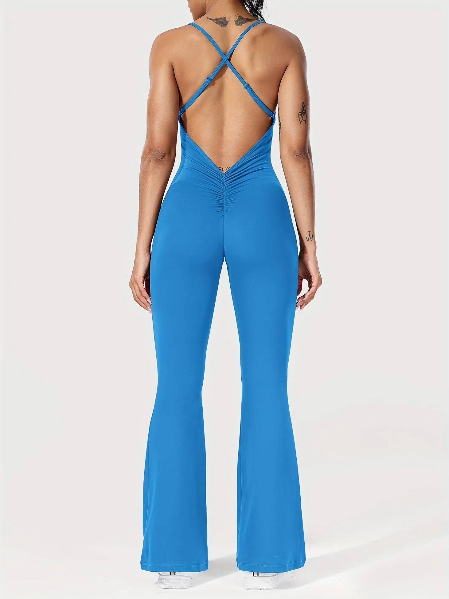 Yoga Flared Back Tight Cross Backless Sexy Jumpsuit