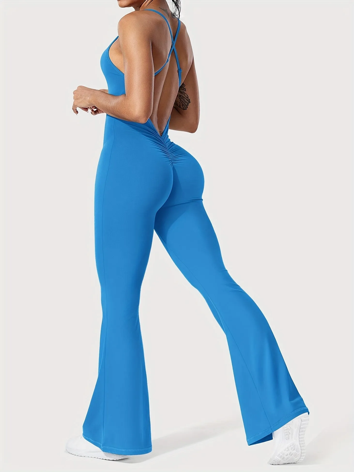 Yoga Flared Back Tight Cross Backless Sexy Jumpsuit